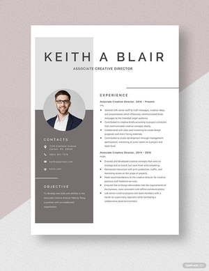 Associate Creative Director Resume