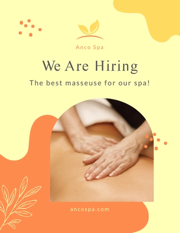 Free Massage Recruitment/ Hiring Flyer Template to Edit Online