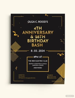 Anniversary And Birthday Party Flyer Template