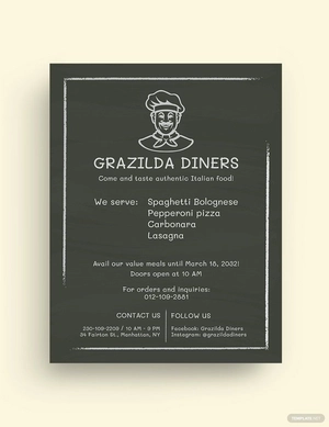 Chalk Style Restaurant Flyer Template