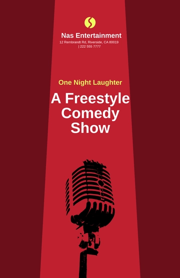 Free Comedy Show Promotional Poster Template to Edit Online