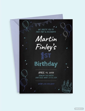 1st Birthday Chalkboard Invitation Template