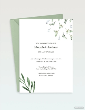 10th year Anniversary Invitation Template