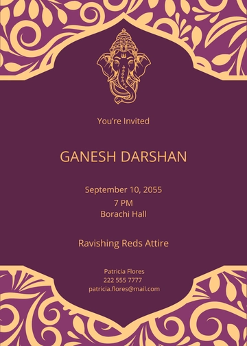Free Traditional Ganpati Invitation Template to Edit Online