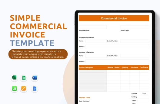 Simple Commercial Invoice Template