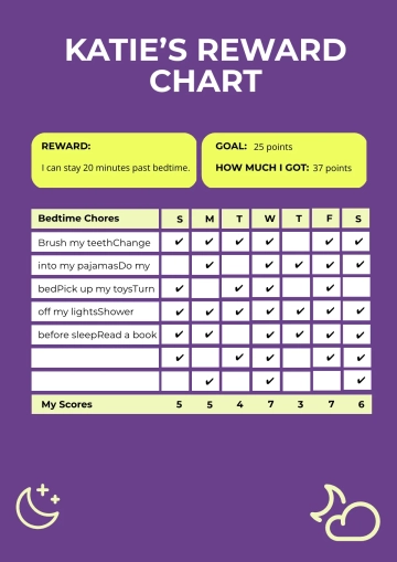 Free Bedtime Reward Chart Template to Edit Online