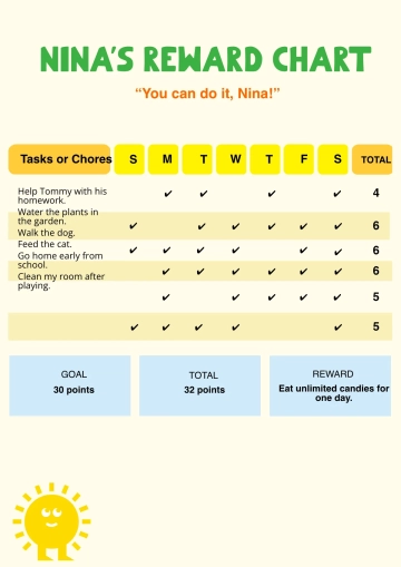 Free Sunshine Rainbow Reward Chart Template to Edit Online