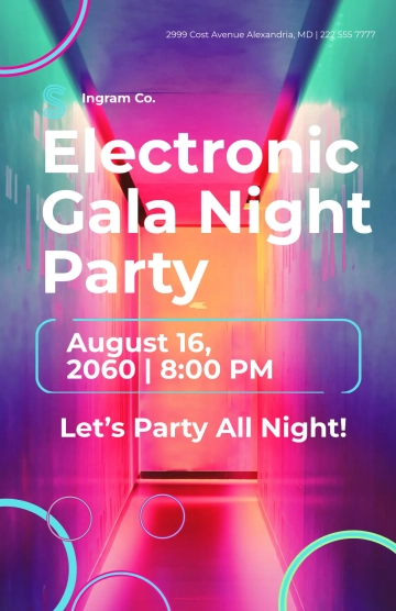 Free Electronic Gala Night Party Poster Template to Edit Online