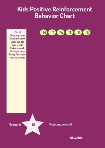 Free Kids Positive Reinforcement Behavior Chart Template to Edit Online