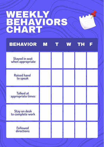 Free Weekly Behavior Chart Template to Edit Online