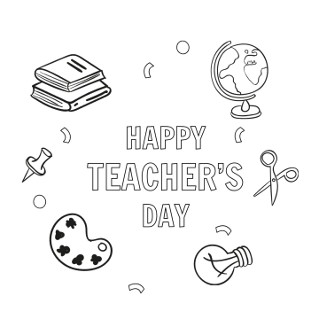 Free Happy Teacher Day Outline Drawing Template to Edit Online