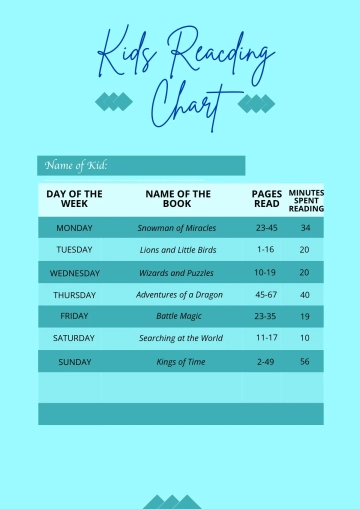 Free Kids Reading Chart Template to Edit Online