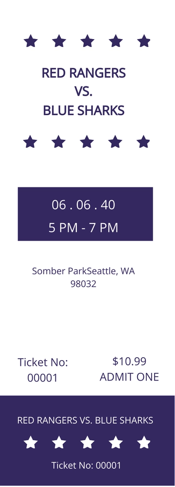Free Simple Baseball Ticket Template to Edit Online