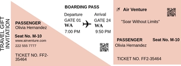 Free Airline Ticket Gift Invitation Template to Edit Online