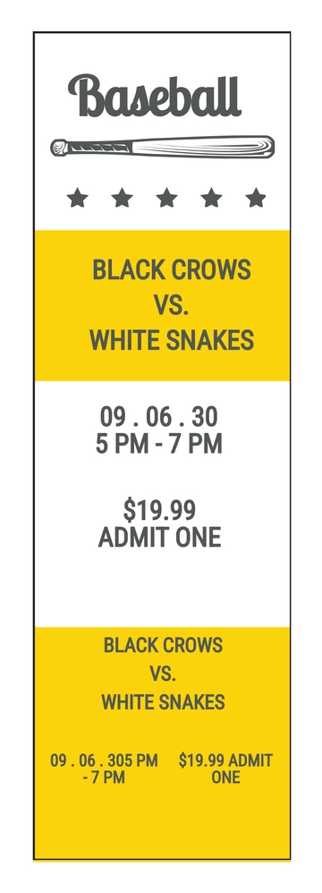Free Printable Baseball Ticket Template to Edit Online