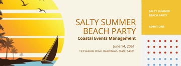 Free Summer Party Event Ticket Template to Edit Online
