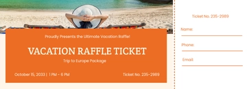 Free Vacation Raffle Ticket Template to Edit Online