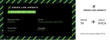 Free Colorful Airplane Boarding Pass Ticket Template to Edit Online