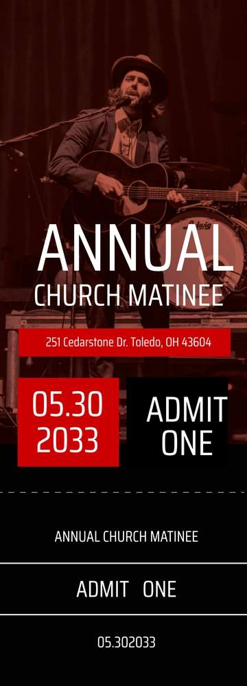 Free Annual Church Ticket Template to Edit Online