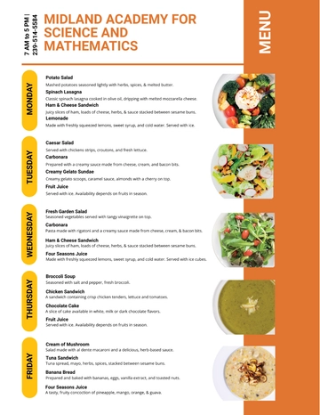 Free School Flyer Menu Template to Edit Online