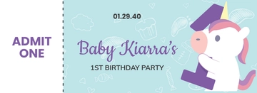 Free 1st Birthday Ticket Template to Edit Online