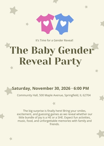 Free Gender Reveal Invitation Flyer Template to Edit Online