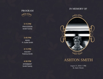 Free Elegant Funeral Obituary Bi-Fold Brochure Template to Edit Online