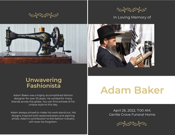 Free Jewish Eulogy Funeral Bi-Fold Brochure Template to Edit Online
