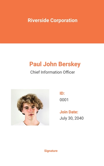 Free Standard Corporate ID Card Template to Edit Online