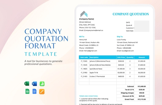 Company Quotation Format Template