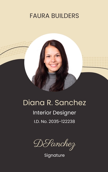 Free Interior Designer ID Card Template to Edit Online