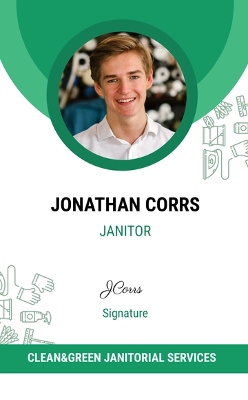 Free Janitor Service ID Card Template to Edit Online