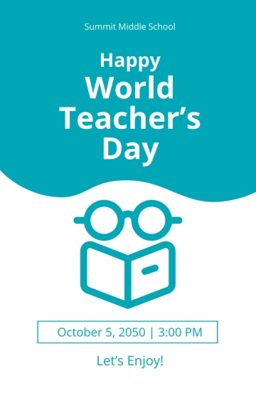 Free Happy World Teacher's Day Poster Template to Edit Online