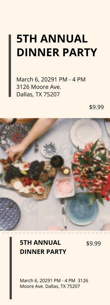 Free Annual Dinner Party Ticket Template to Edit Online