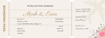 Free Aesthetic Wedding Airline Ticket Template to Edit Online