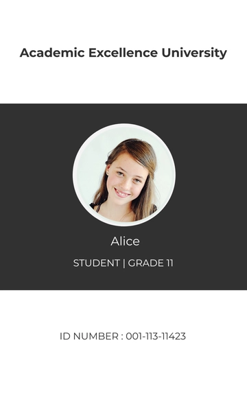Free Simple University ID Card Template to Edit Online