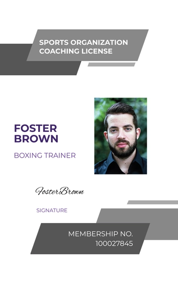 Free Sports ID Card Format Template to Edit Online
