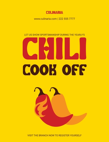 Free Chili Cookoff Competition Flyer Template to Edit Online