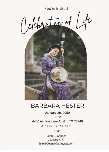 Free Funeral Celebration Of Life Invitation Template to Edit Online