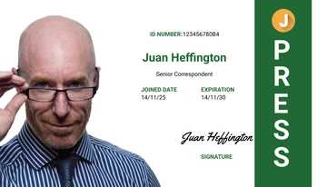 Free Portrait/Horizontal Press ID Card Template to Edit Online