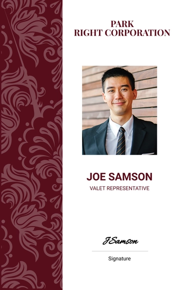 Free Valet Service ID Card Template to Edit Online