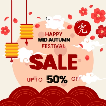 Free Mid-Autumn Festival Promotion Clipart Template to Edit Online
