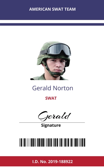 Free SWAT ID Card Template to Edit Online