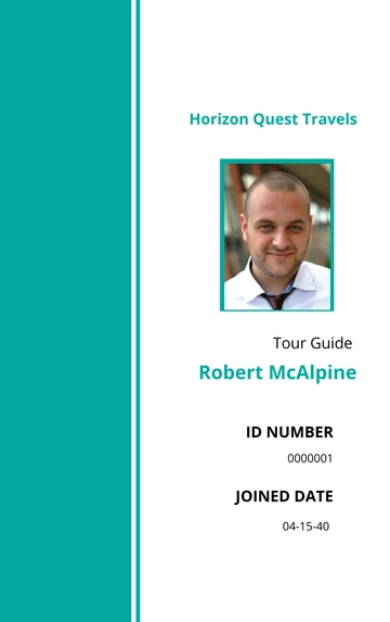 Free Simple Tourist Guide ID Card Template to Edit Online