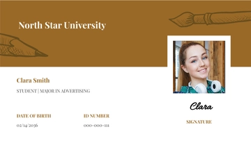 Free University ID Card Format Template to Edit Online