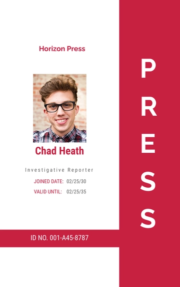 Free Vertical Press ID Card Template to Edit Online
