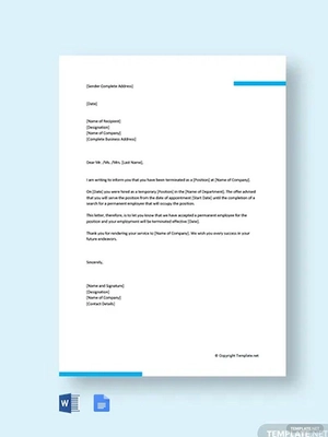 Termination Of Temporary Appointment Letter