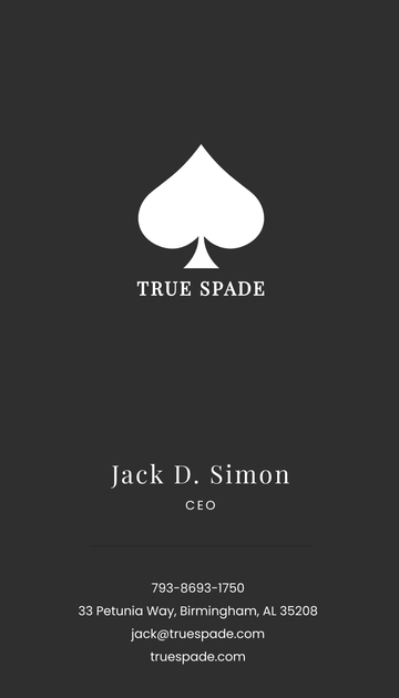 Free Spade Modern Business Card Template to Edit Online