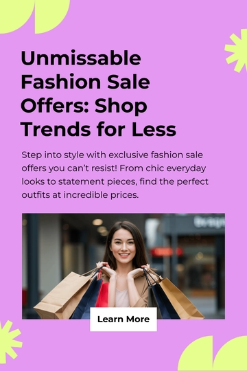 Free Fashion Sale Offers Pinterest Pin Template to Edit Online