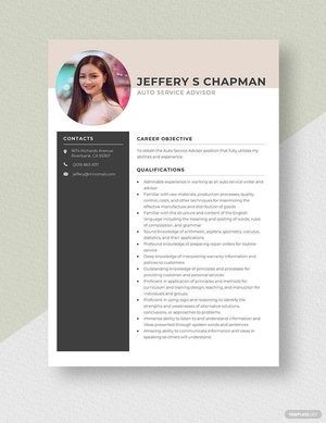 Auto Service Advisor Resume